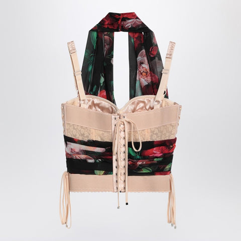 Dolce & Gabbana Dolce & Gabbana Dolce&Gabbana Bustier top in marquisette and chiffon with Floral print