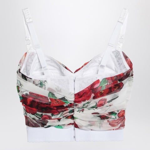 Dolce & Gabbana Dolce & Gabbana Dolce&Gabbana Bustier top in marquisette and chiffon with Rose print