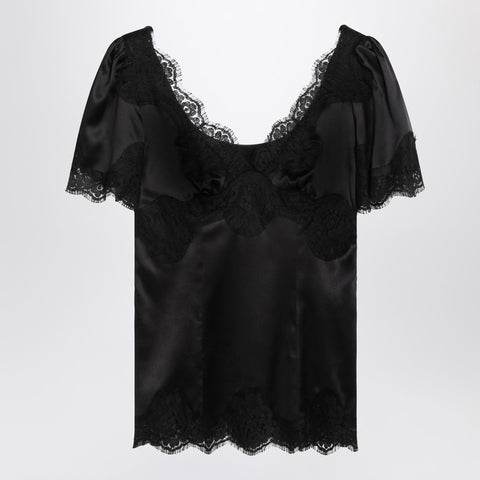 Dolce & Gabbana Dolce & Gabbana Dolce&Gabbana Black top in satin and lace