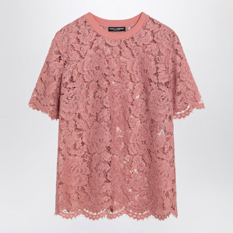 Dolce & Gabbana Dolce & Gabbana Dolce&Gabbana Pink lace T-shirt