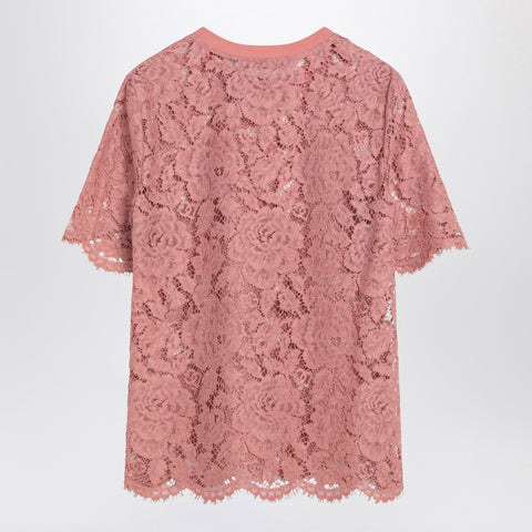 Dolce & Gabbana Dolce & Gabbana Dolce&Gabbana Pink lace T-shirt