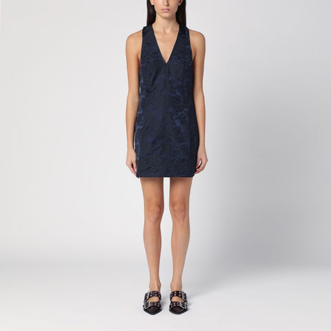 Ganni GANNI Navy blue mini dress with knot detail