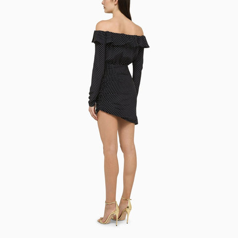 Alessandra Rich Alessandra Rich Blue silk minidress with white polka dots