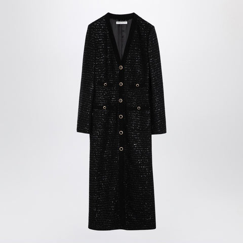 Alessandra Rich Alessandra Rich Black sequin tweed midi dress with buttons