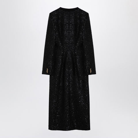 Alessandra Rich Alessandra Rich Black sequin tweed midi dress with buttons