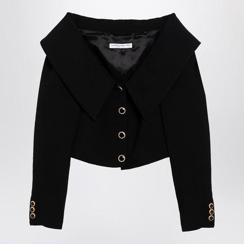 Alessandra Rich Alessandra Rich Black Off Shoulder Jacket in Wool