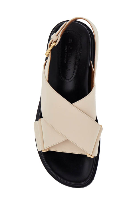 Marni Marni fussbett sandals in silk white leather with low heel