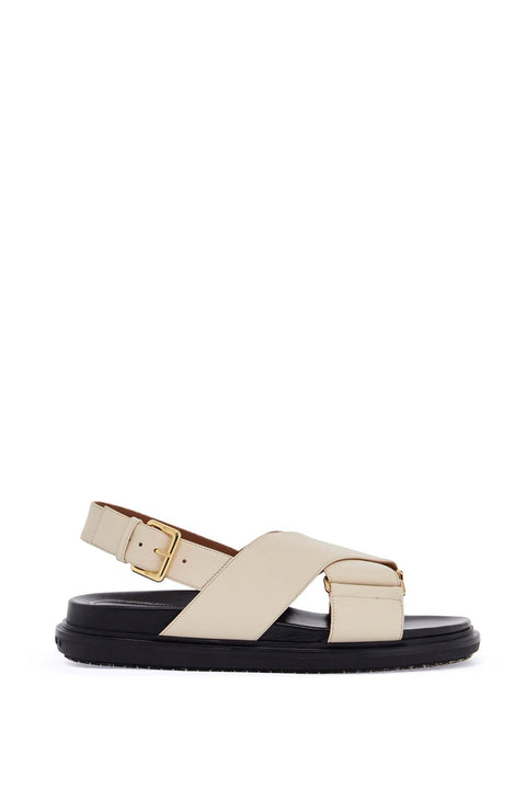Marni Marni fussbett sandals in silk white leather with low heel
