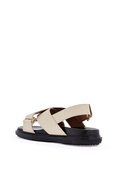 Marni Marni fussbett sandals in silk white leather with low heel