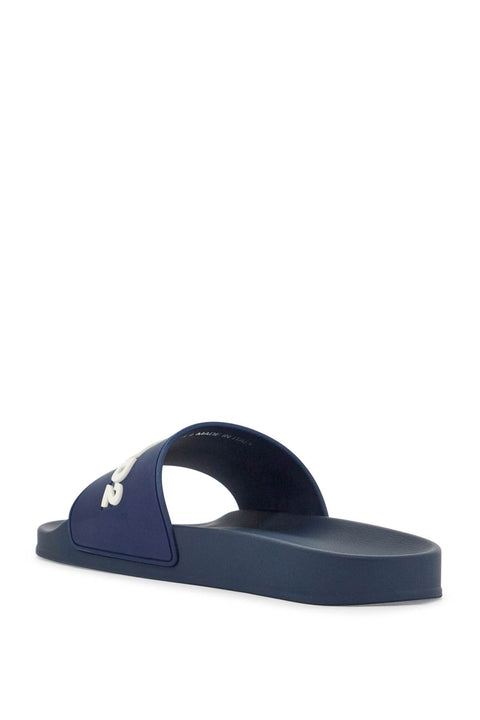 Dsquared2 Dsquared2 navy blue polyurethane slippers with minimalist design and leather sole