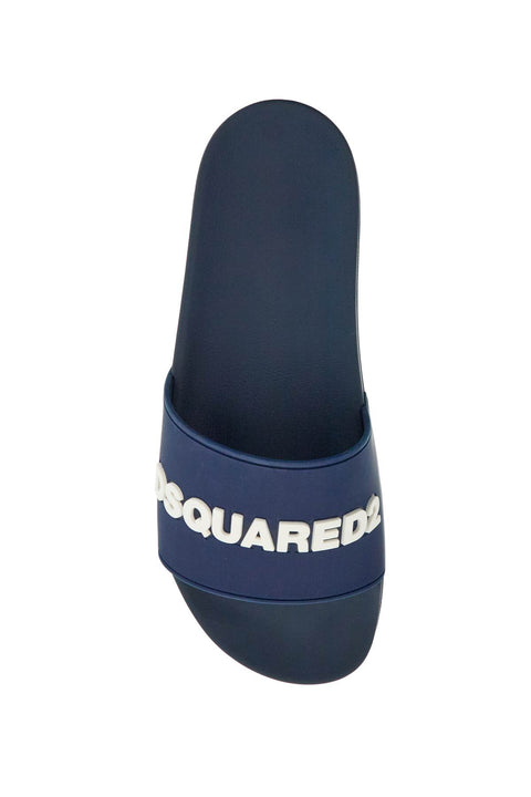 Dsquared2 Dsquared2 navy blue polyurethane slippers with minimalist design and leather sole