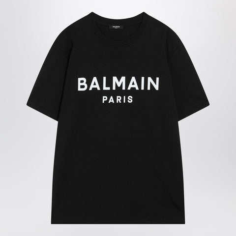 Balmain Balmain Black cotton crewneck t-shirt with logo