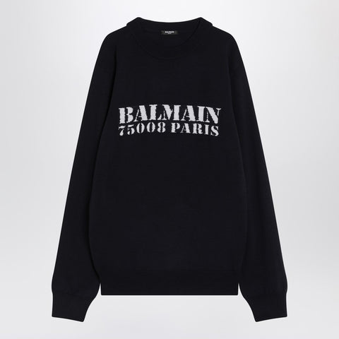 Balmain Balmain Blue wool sweater with logo