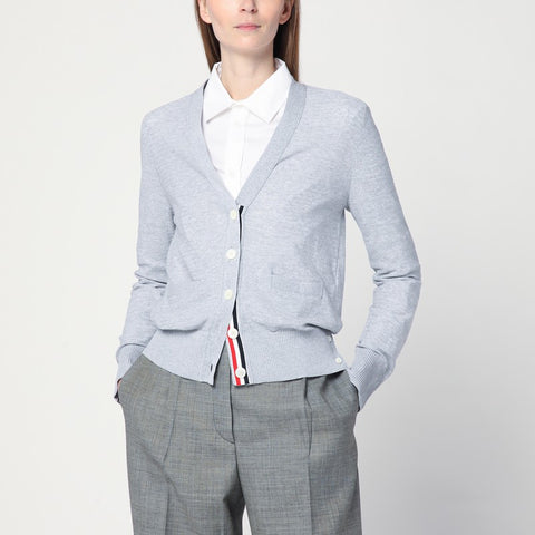 Thom Browne Thom Browne Light grey cardigan in cotton and silk
