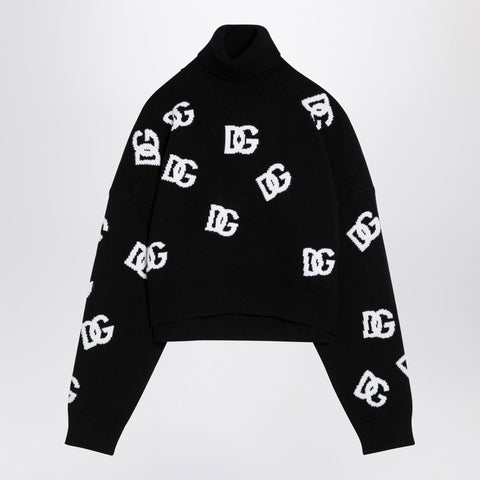 Dolce & Gabbana Dolce & Gabbana Dolce&Gabbana Black/white turtleneck sweater with DG inlay