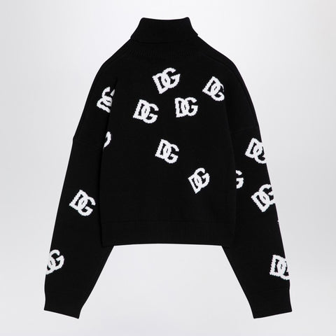 Dolce & Gabbana Dolce & Gabbana Dolce&Gabbana Black/white turtleneck sweater with DG inlay