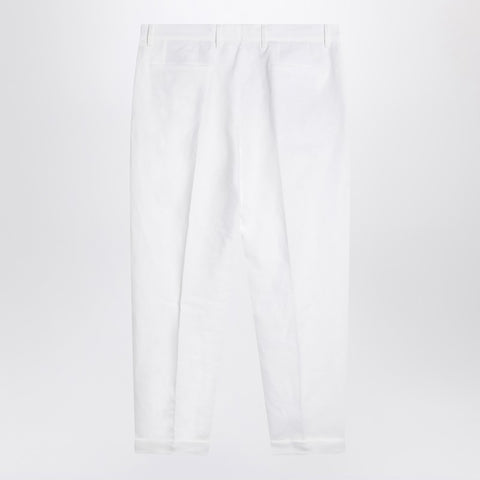 Dolce & Gabbana Dolce & Gabbana Dolce&Gabbana White linen-blend trousers