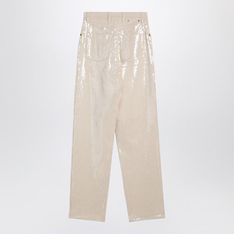Golden Goose Golden Goose Trousers with transparent sequins écru