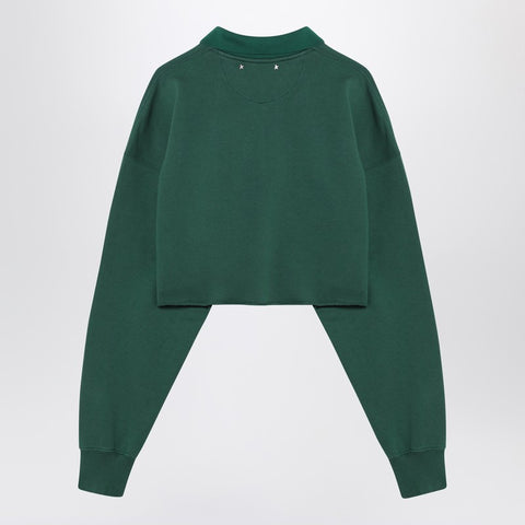 Golden Goose Golden Goose Polo cropped sweatshirt green with logo