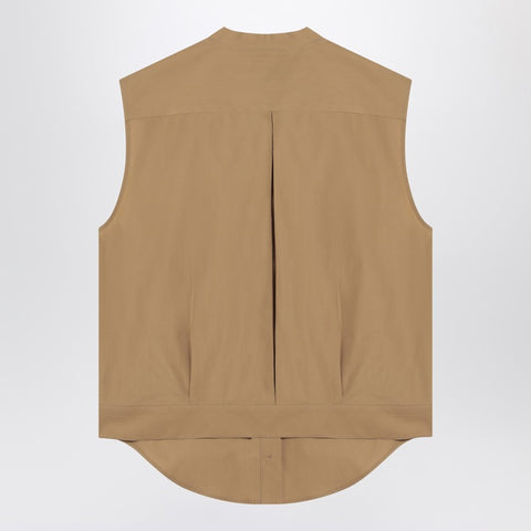 Loulou Studio Loulou Studio Sleeveless shirt in sand colour