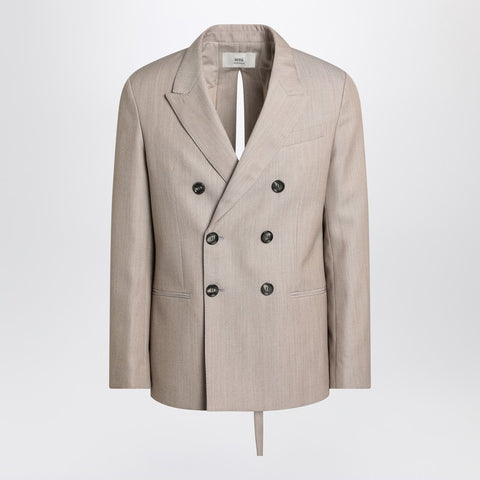Ami Paris Ami Paris Double-breasted beige wool jacket