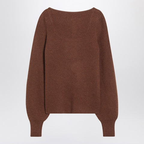 Loulou Studio Loulou Studio Brown ribbed cashmere jumper