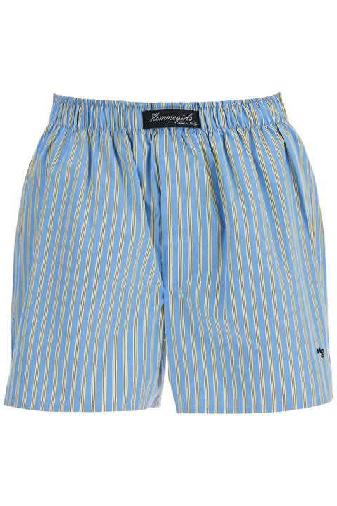 Homme Girls Homme Girls blue cotton boxer shorts with vertical yellow stripes
