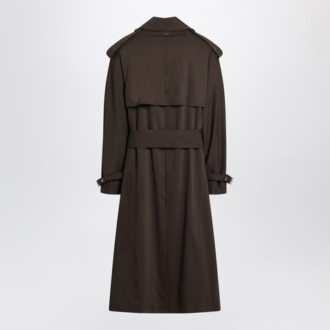 Ami Paris Ami Paris Double-breasted olive black wool trench