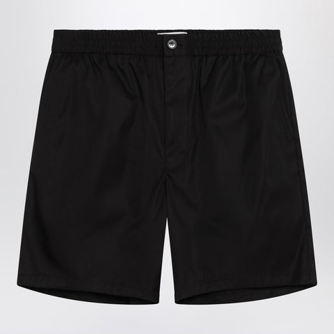 Ami Paris Ami Paris Black Bermuda shorts in technical twill nylon and cotton