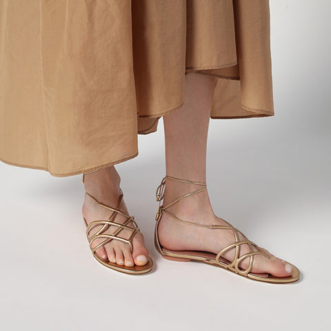 Aquazzura Aquazzura Low gold leather sandal