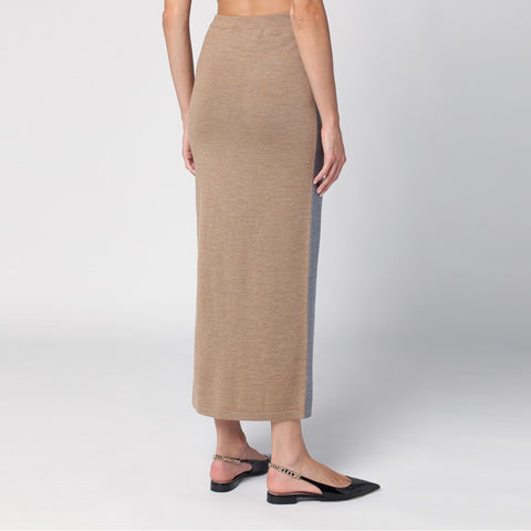 Moschino Moschino Beige/grey wool long skirt