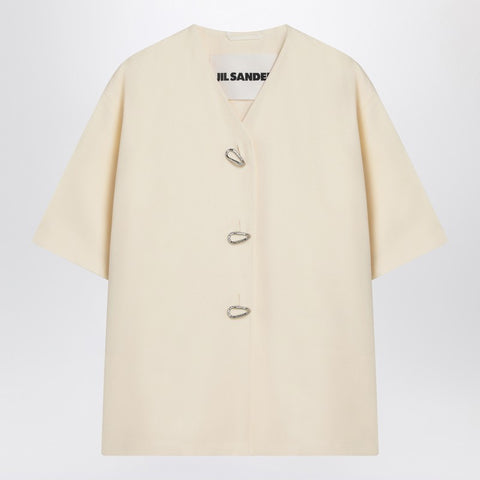 Jil Sander Jil Sander Ivory silk blend shirt jacket