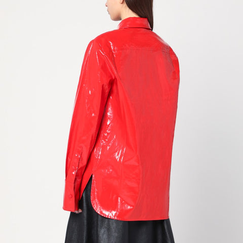 Jil Sander Jil Sander Shiny linen shirt with red tie