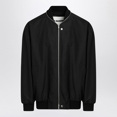 Jil Sander Jil Sander Black zip bomber jacket in cotton