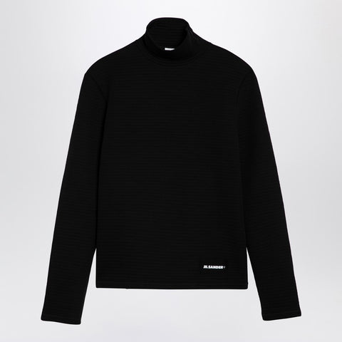 Jil Sander Jil Sander Black turtleneck sweater with logo patch