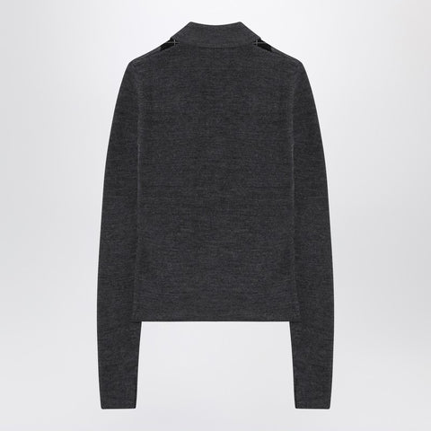 Ganni GANNI Grey polo with wool diamonds