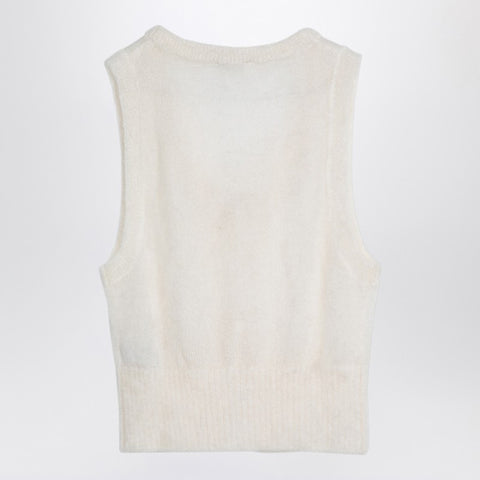 Ganni GANNI White mohair lace-up vest