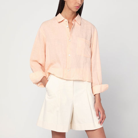 A.P.C. A.P.C. Cropped shirt in peach-coloured linen