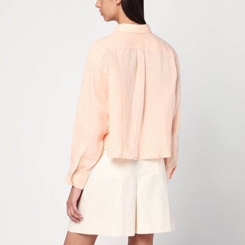 A.P.C. A.P.C. Cropped shirt in peach-coloured linen