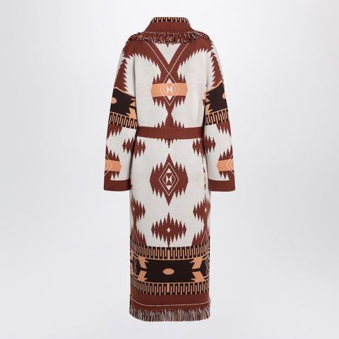 Alanui Alanui Long cardigan Icon Jacquard white/brown
