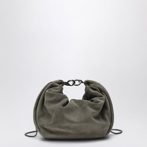 Brunello Cucinelli Brunello Cucinelli Hobo Brioche Bag in Grey/Sage Green Suede