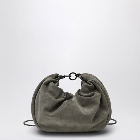 Brunello Cucinelli Brunello Cucinelli Hobo Brioche Bag in Grey/Sage Green Suede