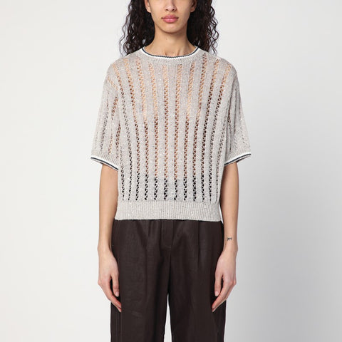 Brunello Cucinelli Brunello Cucinelli Beige perforated linen sweater