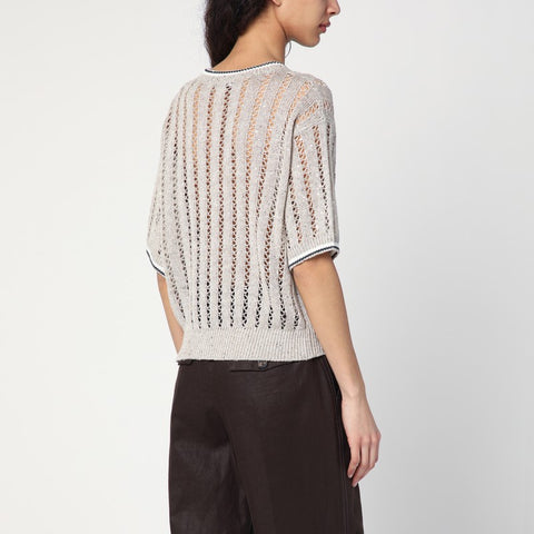 Brunello Cucinelli Brunello Cucinelli Beige perforated linen sweater