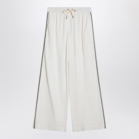 Brunello Cucinelli Brunello Cucinelli Wide white trousers in cotton and silk