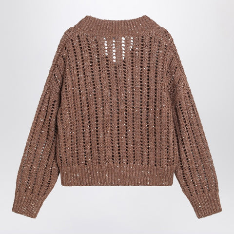 Brunello Cucinelli Brunello Cucinelli Brown sparkling mesh sweater