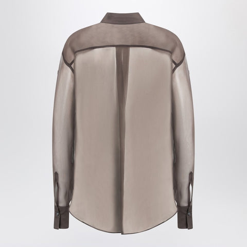 Brunello Cucinelli Brunello Cucinelli Brown shirt with Flora Appliqué in silk