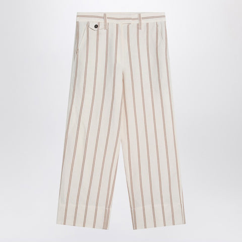 Brunello Cucinelli Brunello Cucinelli Beige striped trousers in linen and cotton