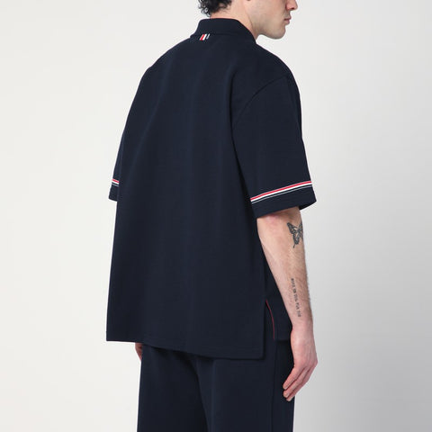 Thom Browne Thom Browne Navy blue polo shirt with tricolour detail