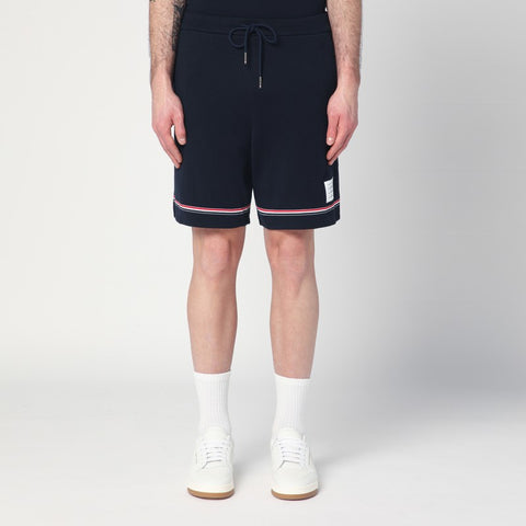Thom Browne Thom Browne Navy blue Bermuda shorts with tricolour detail
